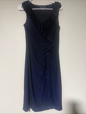 Jessica Howard Navy Romantic Ruffle-Trim Midi Dress